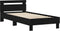 vidaXL - Bedframe - met - hoofdeinde - bewerkt - hout - zwart - 90x190 - cm