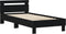 vidaXL - Bedframe - met - hoofdeinde - bewerkt - hout - zwart - 90x200 - cm