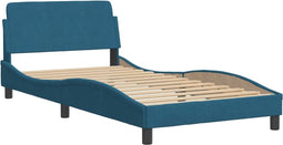 vidaXL - Bedframe - met - hoofdeinde - fluweel - blauw - 100x200 - cm