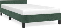 vidaXL - Bedframe - met - hoofdeinde - fluweel - donkergroen - 90x190 - cm