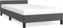 vidaXL - Bedframe - met - hoofdeinde - zonder - matras - 100x200 - cm - grijs