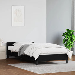 vidaXL - Bedframe - met - hoofdeinde - zonder - matras - 100x200 - cm - zwart
