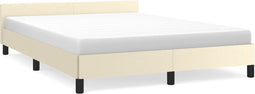 vidaXL - Bedframe - met - hoofdeinde - zonder - matras - 140x190 - cm - crèmekleurig