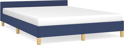 vidaXL - Bedframe - met - hoofdeinde - zonder - matras - 140x190 - cm - stof - blauw