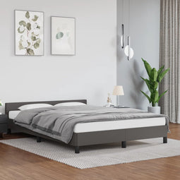 vidaXL - Bedframe - met - hoofdeinde - zonder - matras - 140x190 - cm - grijs