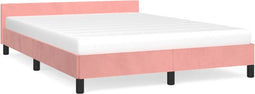 vidaXL - Bedframe - met - hoofdeinde - zonder - matras - 140x190 - cm - fluweel - roze