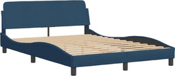 vidaXL - Bedframe - met - hoofdeinde - zonder - matras - 140x200 - cm - stof - blauw