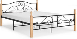 vidaXL - Bedframe - met - hoofdeinde - zonder - matras - 140x200 - cm - metaal - zwart