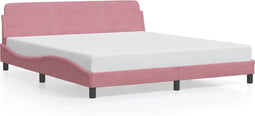 vidaXL - Bedframe - met - hoofdeinde - zonder - matras - 180x200 - cm - fluweel - roze