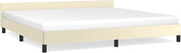 vidaXL - Bedframe - met - hoofdeinde - zonder - matras - 200x200 - cm - crèmekleurig