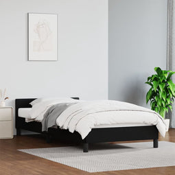 vidaXL - Bedframe - met - hoofdeinde - zonder - matras - 90x190 - cm - zwart