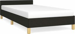 vidaXL - Bedframe - met - hoofdeinde - zonder - matras - 90x190 - cm - stof - zwart