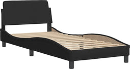 vidaXL - Bedframe - met - hoofdeinde - zonder - matras - 90x190 - cm - stof - zwart