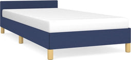 vidaXL - Bedframe - met - hoofdeinde - zonder - matras - 90x190 - cm - stof - blauw