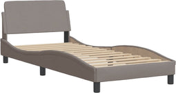 vidaXL - Bedframe - met - hoofdeinde - zonder - matras - 90x200 - cm - stof - taupe
