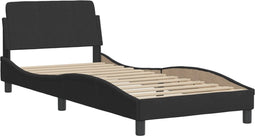 vidaXL - Bedframe - met - hoofdeinde - zonder - matras - 90x200 - cm - fluweel - zwart
