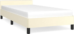 vidaXL - Bedframe - met - hoofdeinde - zonder - matras - 90x200 - cm - crèmekleurig