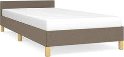 vidaXL - Bedframe - met - hoofdeinde - zonder - matras - 90x200 - cm - stof - taupe