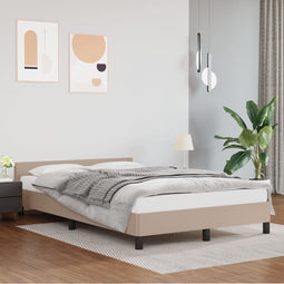 vidaXL - Bedframe - met - hoofdeinde - zonder - matras - Cappuccino - 140x190 - cm