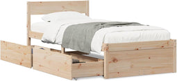 vidaXL - Bedframe - met - lades - 100x200 - cm - massief - grenenhout
