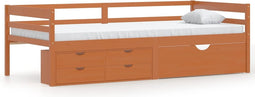 vidaXL - Bedframe - met - lades - en - kast - grenenhout - honingbruin - 90x200 - cm