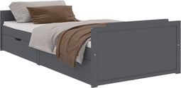 vidaXL - Bedframe - met - lades - massief - grenenhout - donkergrijs - 90x200 - cm