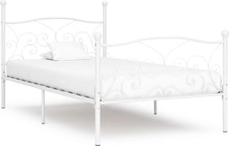 vidaXL - Bedframe - met - lattenbodem - metaal - wit - 100x200 - cm