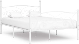 vidaXL - Bedframe - met - lattenbodem - metaal - wit - 140x200 - cm