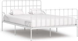 vidaXL - Bedframe - met - lattenbodem - metaal - wit - 140x200 - cm