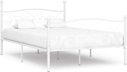 vidaXL - Bedframe - met - lattenbodem - metaal - wit - 160x200 - cm