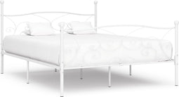 vidaXL - Bedframe - met - lattenbodem - metaal - wit - 180x200 - cm