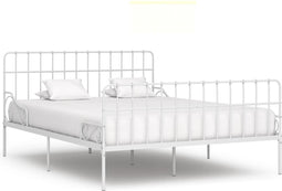 vidaXL - Bedframe - met - lattenbodem - metaal - wit - 200x200 - cm