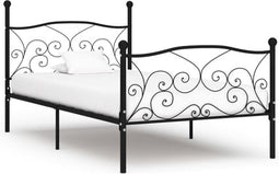 vidaXL - Bedframe - met - lattenbodem - metaal - zwart - 100x200 - cm