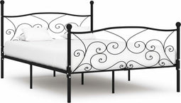 vidaXL - Bedframe - met - lattenbodem - metaal - zwart - 140x200 - cm