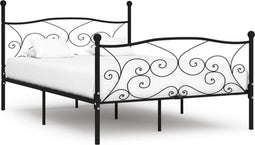 vidaXL - Bedframe - met - lattenbodem - metaal - zwart - 160x200 - cm