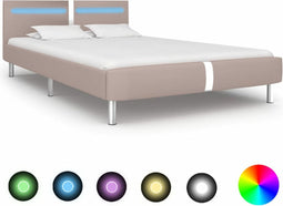 vidaXL - Bedframe - met - LED - kunstleer - cappuccino - 120x200 - cm