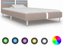 vidaXL - Bedframe - met - LED - kunstleer - cappuccino - 90x200 - cm