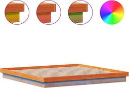 vidaXL - Bedframe - met - LED - massief - grenenhout - wasbruin - 180x200 - cm