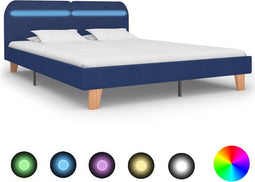 vidaXL - Bedframe - met - LED - stof - blauw - 180x200 - cm