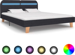 vidaXL - Bedframe - met - LED - stof - donkergrijs - 180x200 - cm