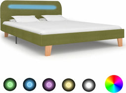 vidaXL - Bedframe - met - LED - stof - groen - 140x200 - cm