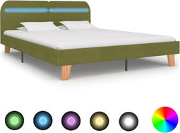 vidaXL - Bedframe - met - LED - stof - groen - 160x200 - cm