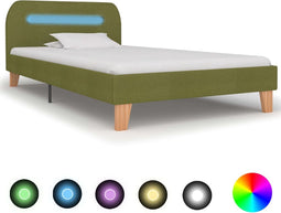 vidaXL - Bedframe - met - LED - stof - groen - 90x200 - cm