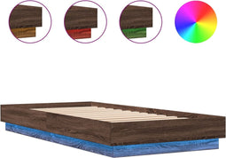 vidaXL - Bedframe - met - LED-verlichting - bruin - eikenkleurig - 100x200 - cm