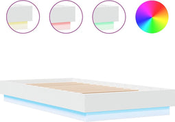 vidaXL - Bedframe - met - LED-verlichting - wit - 75x190 - cm