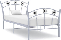 vidaXL - Bedframe - met - voetbaldesign - metaal - grijs - 90x200 - cm