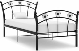 vidaXL - Bedframe - met - voetbaldesign - metaal - zwart - 90x200 - cm