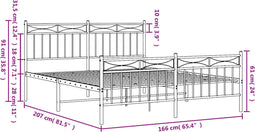vidaXL - Bedframe - met - voetbord - zonder - matras - metaal - zwart - 160x200 - cm