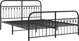 vidaXL - Bedframe - met - voetbord - zonder - matras - metaal - zwart - 160x200 - cm