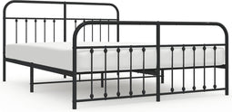 vidaXL - Bedframe - met - voetbord - zonder - matras - metaal - zwart - 180x200 - cm